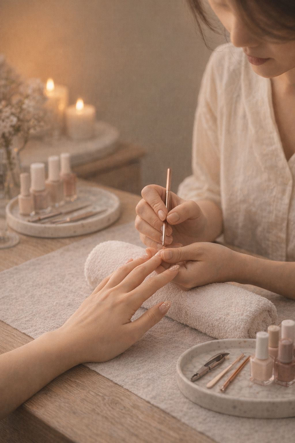 ネイリストが施術している様子