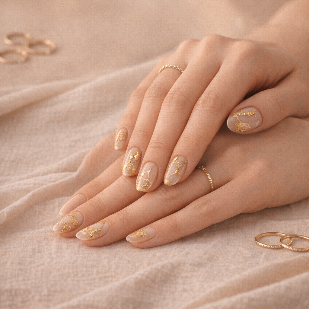 ゴールドマーブルネイル