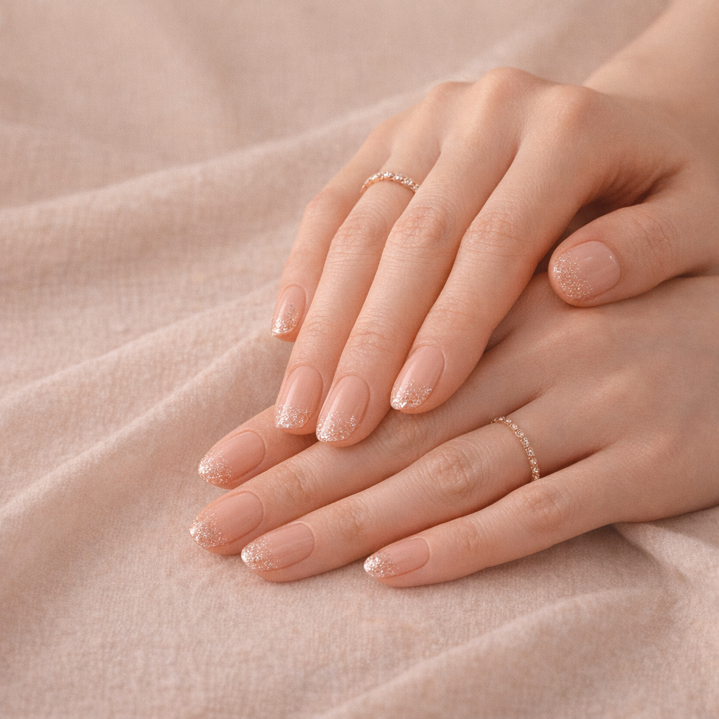 ローズグリッターのネイルデザイン